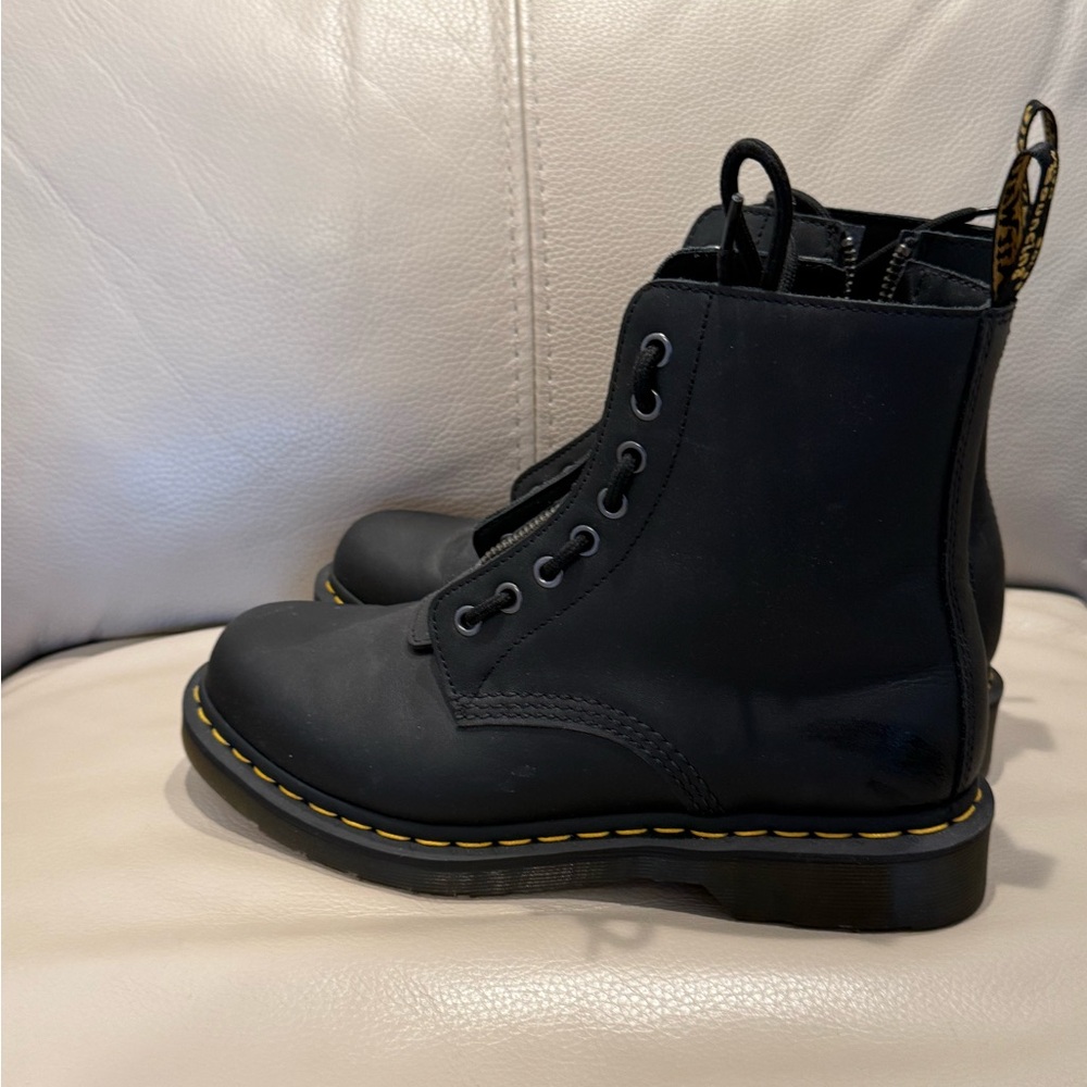Dr. Martens Black Boots with Yellow Accents